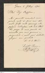 Nachlass Franz Steindachner, Brief von Brancaleone Borgioli an Franz Steindachner (05.02.1901), Inv.Nr. 45.04, Seite 1